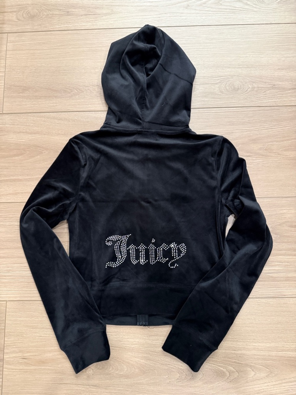 Juicy Couture Black Velour Tracksuit Set Sz S Embellished Logo Y2K - Picture 4 of 7